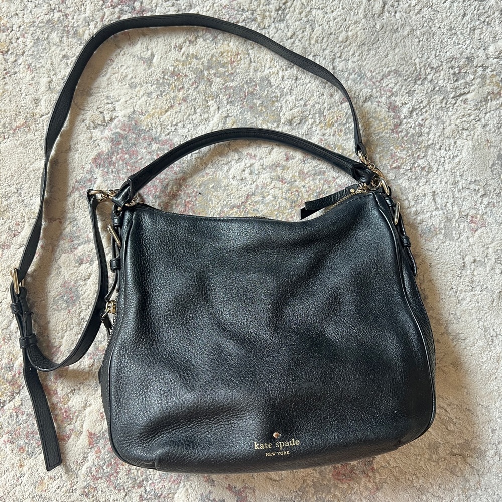 Kate spade black leather crossbody purse